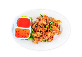 Fried chicken wings with sauce