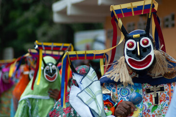 Fototapeta na wymiar dancing devils of chuao on Corpus Christi day in Chuao Venezuela South America