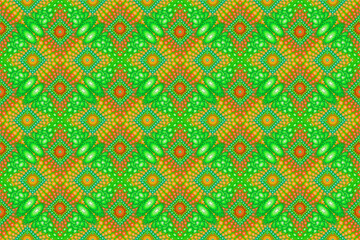 Red green floral fabric pattern, ethnic seamless pattern, for curtain design, packaging, decorative printing, retro tile pattern, carpet, wallpaper, wrapping, batik, fabric pattern, background