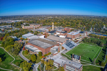 Aerial View of a large Public University in Omaha, Nebraska - obrazy, fototapety, plakaty