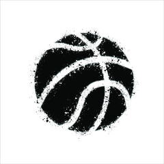 A basketball painted in the style of graffiti black on white background. © Iggyppo