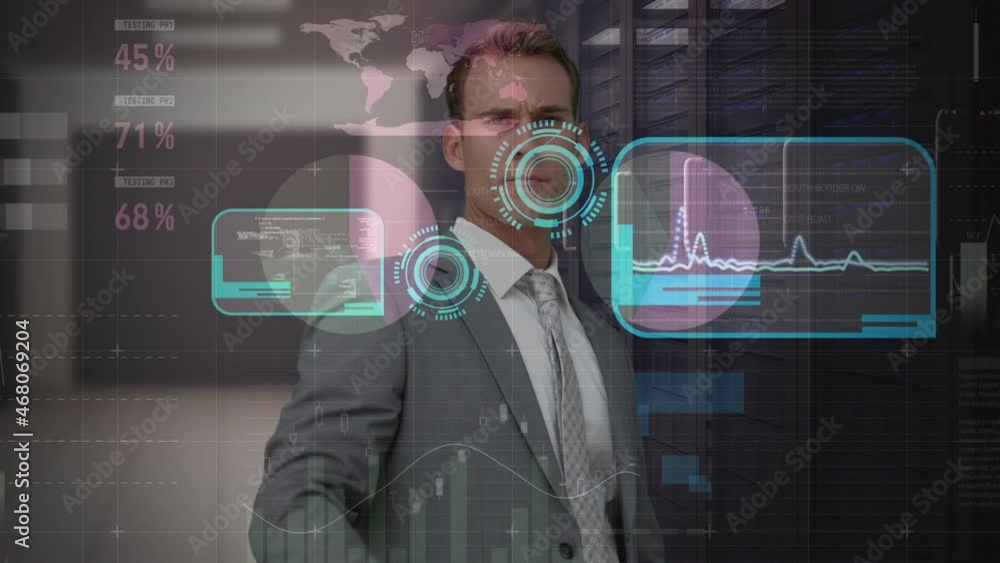 Poster animation of male doctor using touchscreen interface and data processing
