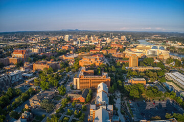 Aerial View of a large Public University in Knoxville, Tennessee