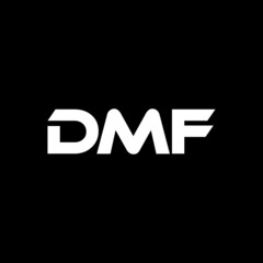 DMF letter logo design with black background in illustrator, vector logo modern alphabet font overlap style. calligraphy designs for logo, Poster, Invitation, etc.
