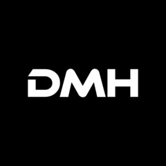 DMH letter logo design with black background in illustrator, vector logo modern alphabet font overlap style. calligraphy designs for logo, Poster, Invitation, etc.