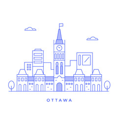 Modern Ottawa city in line art