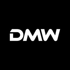DMW letter logo design with black background in illustrator, vector logo modern alphabet font overlap style. calligraphy designs for logo, Poster, Invitation, etc.