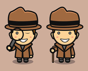 detective boy cartoon vector