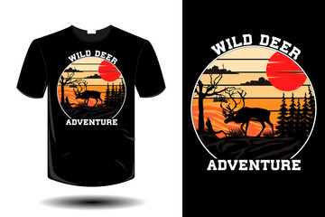 wild deer adventure mockup retro vintage design
