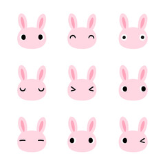 ウサギの顔　アイコンセット　主線なし