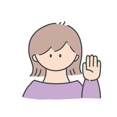 挙手_女の子1(カラーバージョン)