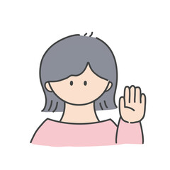 挙手_女の子1(カラーバージョン)