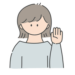 挙手_女の子1(カラーバージョン)