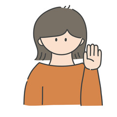 挙手_女の子1(カラーバージョン)