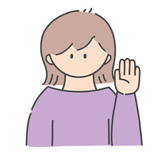 挙手_女の子1(カラーバージョン)