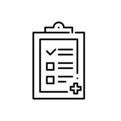 Health checklist, medical procedure agreement or checkup icons. Pixel perfect, editable stroke