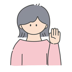 挙手_女の子1(カラーバージョン)