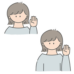 挙手_女の子1(カラーバージョン)