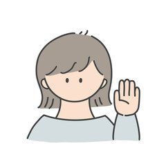 挙手_女の子1(カラーバージョン)