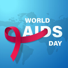 World AIDS Day Illustration, Red Ribbon AIDS Symbol Illustration
