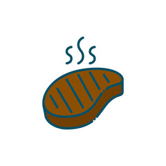 Beef steak cooking icon. Pixel perfect, editable stroke, colorful