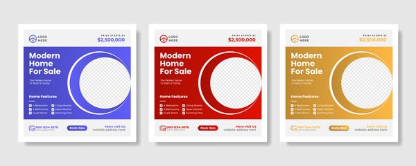 Real estate house property social media post or square banner template