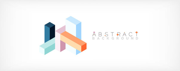 Abstract background. 3d cubes, cubic elements and blocks. Techno or business concept for wallpaper, banner, background, landing page