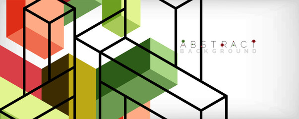 Fototapeta premium Abstract background. 3d cubes, cubic elements and blocks. Techno or business concept for wallpaper, banner, background, landing page