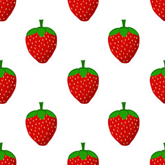 Cute strawberry seamless pattern vector on white Background design for kids, decorating, wallpaper, wrapping paper, fabric, backdrop