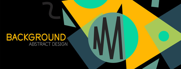 Abstract background. Blocks, lines, triangles, circles composition. Techno or business concept for wallpaper, banner, background, landing page