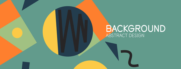 Abstract background. Blocks, lines, triangles, circles composition. Techno or business concept for wallpaper, banner, background, landing page