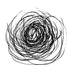 Spiral coil with black crayon effect on white background