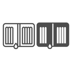 Open pencil case, school, office, college line and solid icon, education concept, pencilcase vector sign on white background, outline style icon for mobile concept and web design. Vector graphics.