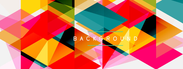 Color triangles composition, geometric abstract background. Techno or business concept, pattern for wallpaper, banner, background, landing page