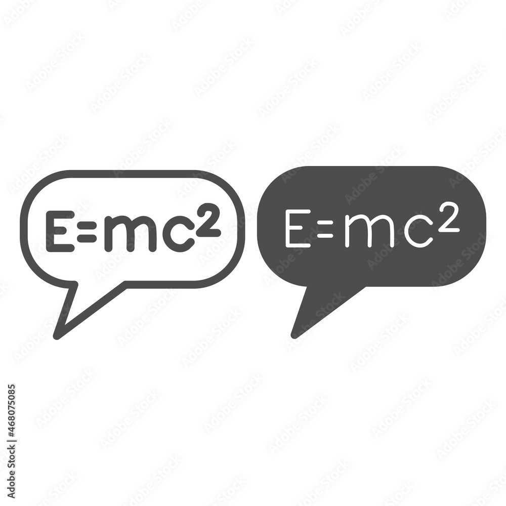 Aufkleber emc2 formula in popup window, physics line and solid icon, education concept, einstein equation vect
