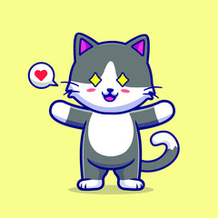 happy and attractive cute cat cartoon illustration