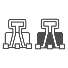 Binder clip, paper clip, stationery, office line and solid icon, education concept, file holder vector sign on white background, outline style icon for mobile concept and web design. Vector graphics.