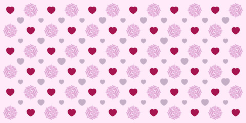 Seamless geometric pattern with hearts. Vector wallpaper background