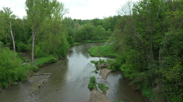 River meanders floodplain delta dron aerial video shot inland sandy sand alluvium forest lowlands wetland swamp quadcopter view flying fly flight show, protected landscape area Litovelske Pomoravi