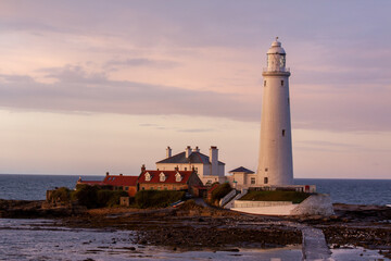 Fototapeta na wymiar St. Mary’s Island Lighthouse, Whitley Bay United Kingdom