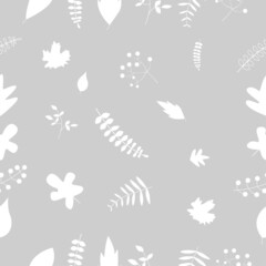 Seasonal leaf seamless pattern isolated on grey background