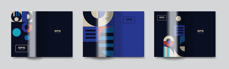 Booklet, brochure or teamlet template with design. A set of different backgrounds for print sheets.