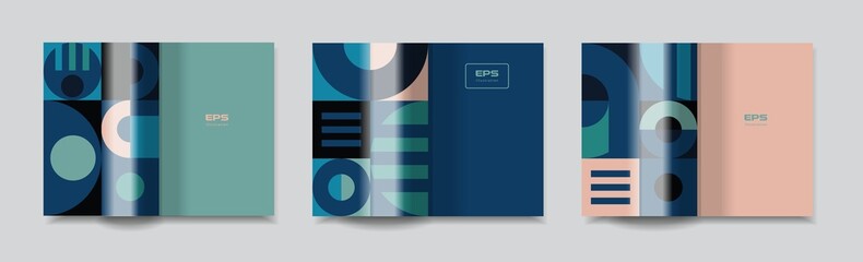 Booklet, brochure or teamlet template with design. A set of different backgrounds for print sheets.