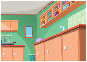 Cartoon image of the kitchen for cooking.