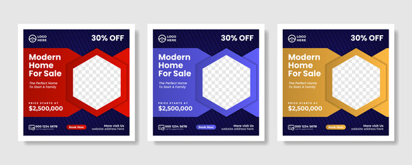 Real estate house property social media post or square banner template