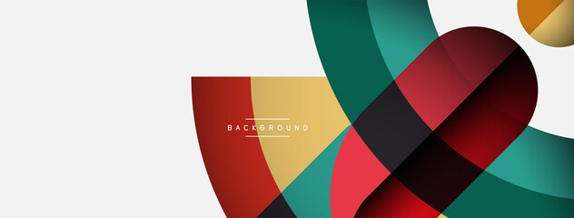Fototapeta premium Geometric abstract background. Round shapes, circles, lines composition for wallpaper banner background or landing page