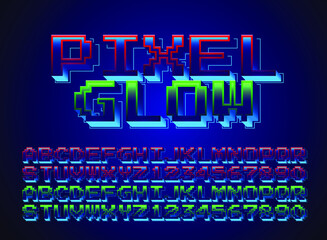 modern futuristic pixel glow retro neon text effect	