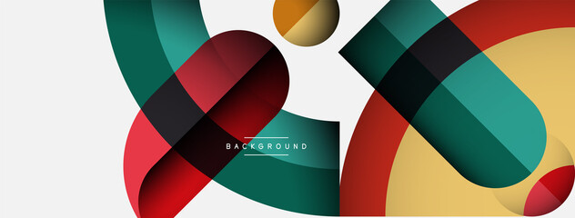 Geometric abstract background. Round shapes, circles, lines composition for wallpaper banner background or landing page