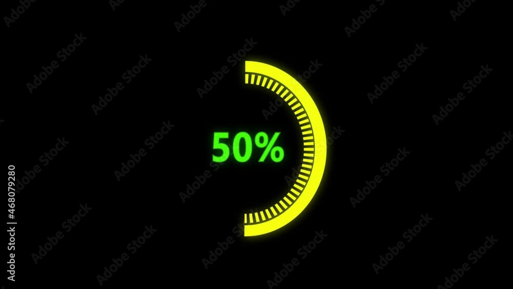 Poster circular percentage progress bar on transparent background. yellow dotted loading circle ring animat