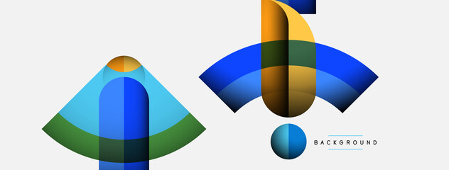 Geometric abstract background. Round shapes, circles, lines composition for wallpaper banner background or landing page